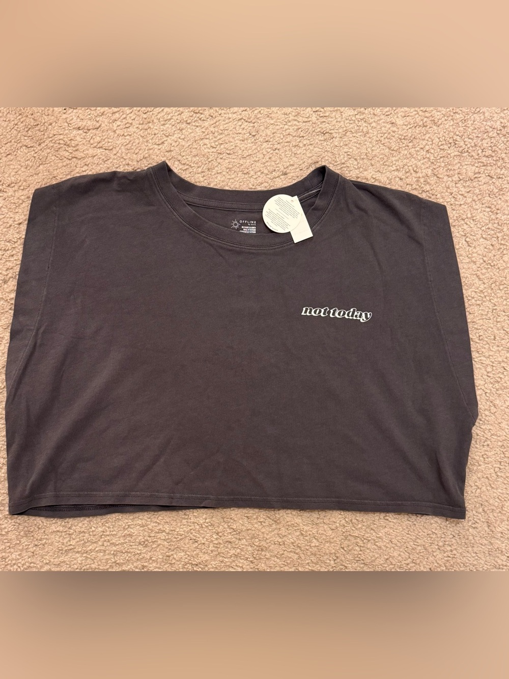 aerie Black Crop Tank with "not today" Script